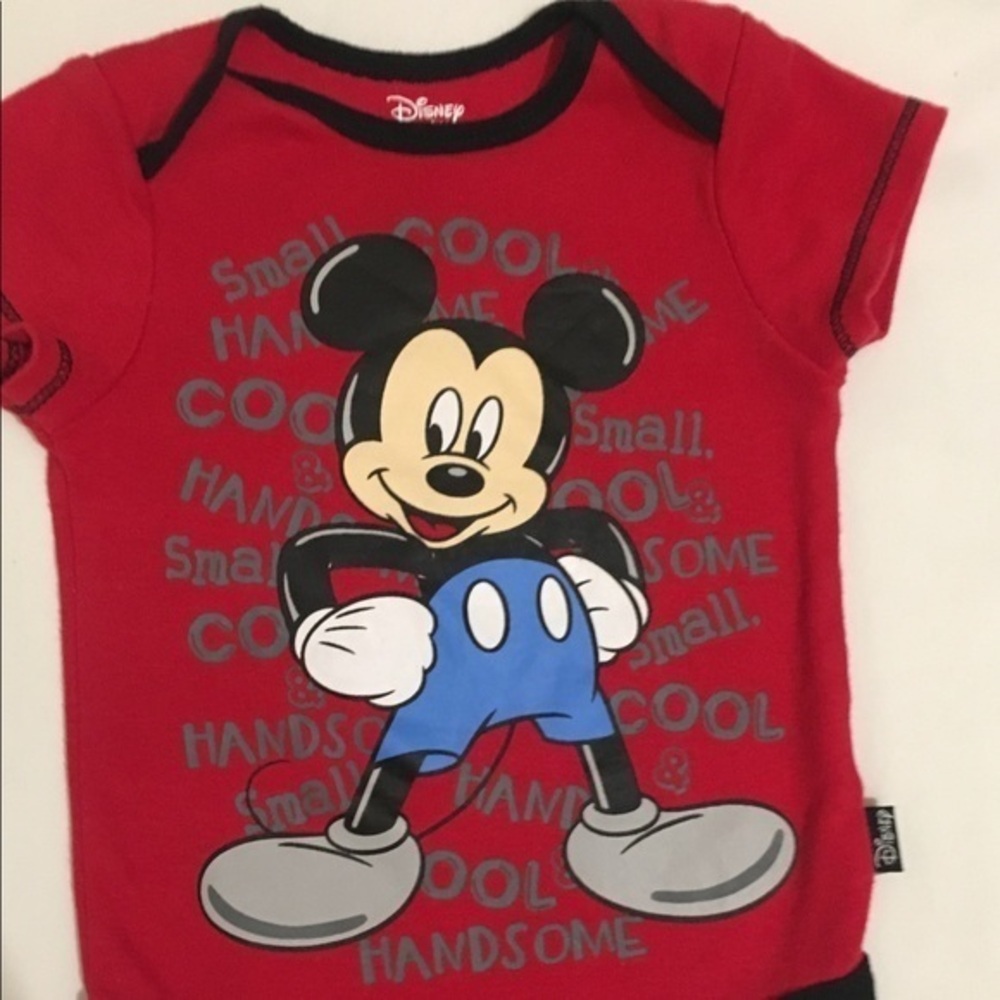 Disney Baby Boy Red Summer Outfit Size 6/9 Months